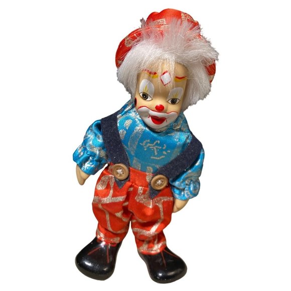 Circus Clown Porcelain with Plush Body Posable - Picture 1 of 16
